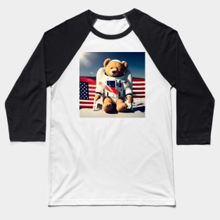 Teddy in a Space suit sitting on a deck chair on the Moon Baseball T-Shirt